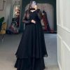Elegant Black Color Georgette Plain Top Plain Plaza And Dupatta