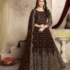 Elegant Coffee Color Georgette Multi Thread Zari Stich Anarkali Suit