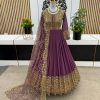 Elegant Purple Color Georgette Embroidery Sequence Work Gown