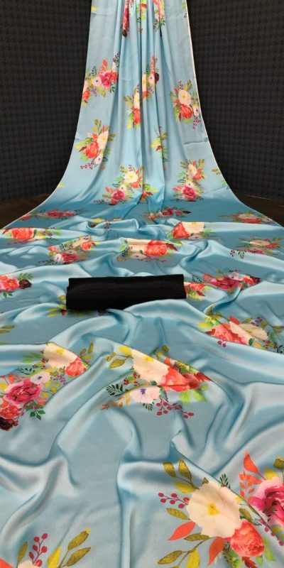 Fancy Icy Blue Color Devsena Soft Silk Saree Digital Print Saree