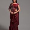 Fancy Maroon Color Diamond Georgette Free Size Stitching Saree