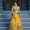 Fancy Mustard Color Chant Crepe Kalamkari Print Lehenga Choli