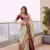 Fancy Off White Color Soft Lichi Silk Jacquard On All Over Saree