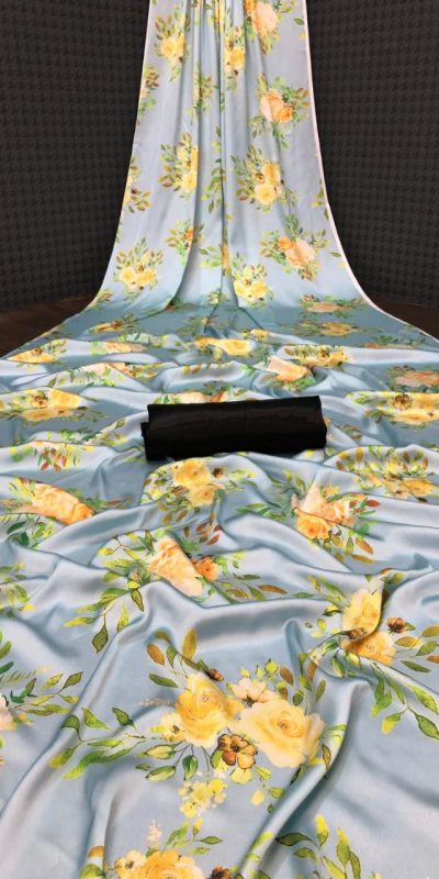 Fancy Silver Color Devsena Soft Silk Saree Digital Print Saree