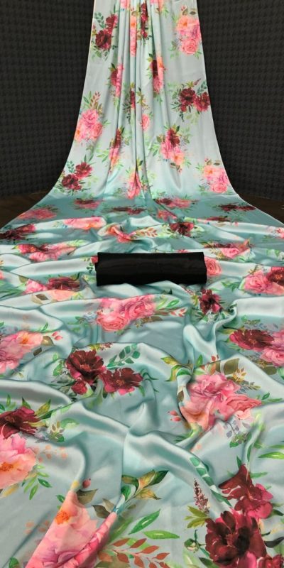 Fancy Spring Teal Color Devsena Silk Saree Digital Print Saree