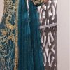Feminine Navy Blue Color Net Embroidery Diamond Sharara Suit