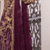 Feminine Purple Color Net Embroidery Diamond Work Sharara Suit