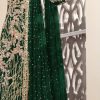 Feminine StoneGreen Color Net Embroidery Diamond Sharara Suit