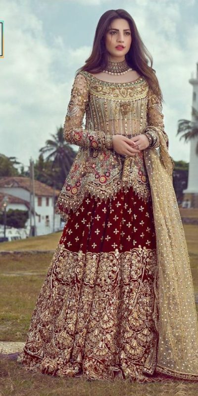 Fine Red Heavy Net Coding sequence Embroidery Lehenga Choli