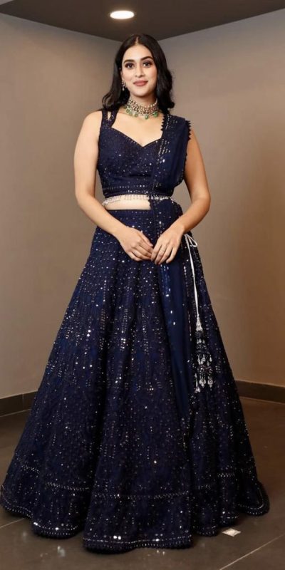 Glamorous Black Color Georgette Embroidery Lehenga Choli