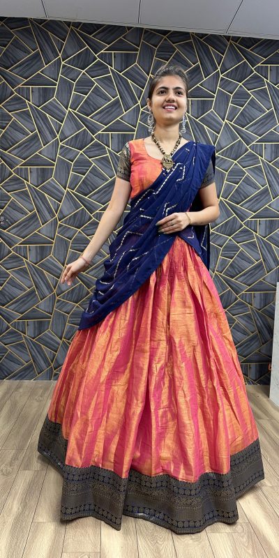 Glamorous Pink Color Choline Jaccard Viking Patta Lehenga Choli