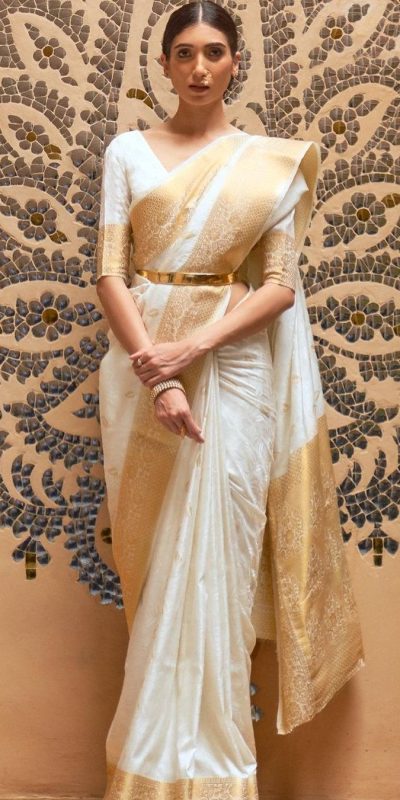 Grace Off White Color Soft Kanjivaram Pattu Jacquard Silk Saree