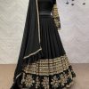 Graceful Black Color Georgette Embroidery Sequins Lehenga Choli