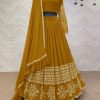 Graceful Mustard Color Georgette Embroidery Sequins Lehenga