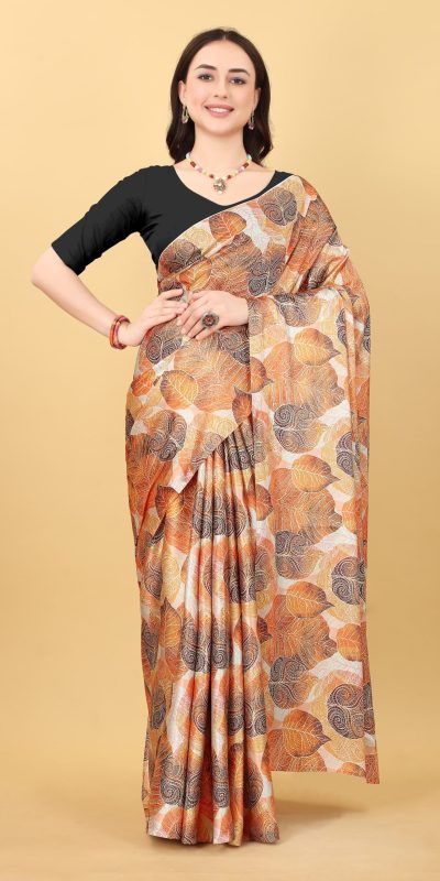 Graceful Peach Color Devsena Soft Silk Saree Digital Print Saree