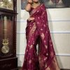 Graceful Purple Banarasi Soft Silk Extra Ordinary Design Saree