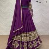 Graceful Purple Color Georgette Embroidery Sequins Lehenga