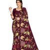 Graceful Purple Color Georgette Fancy Thread & Sequence Saree