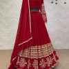 Graceful Red Color Georgette Embroidery Sequins Lehenga Choli