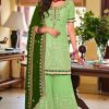 Grand Parrot Green Color Faux Georgette Embroidery Salwar Suit