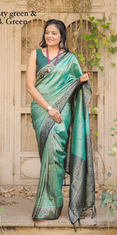 Grand Peacock Green Color Kanjivaram Beautiful Rich Pallu Saree