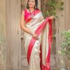 Grand Silver Color Soft Kanjivaram Silk Beautiful Rich Pallu Saree