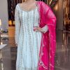 Grand White Color Chinon Silk Embroidery Sequence Salwar Suit