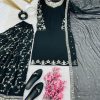 Luminous Black Color Georgette Embroidery Sequence Salwar Suit