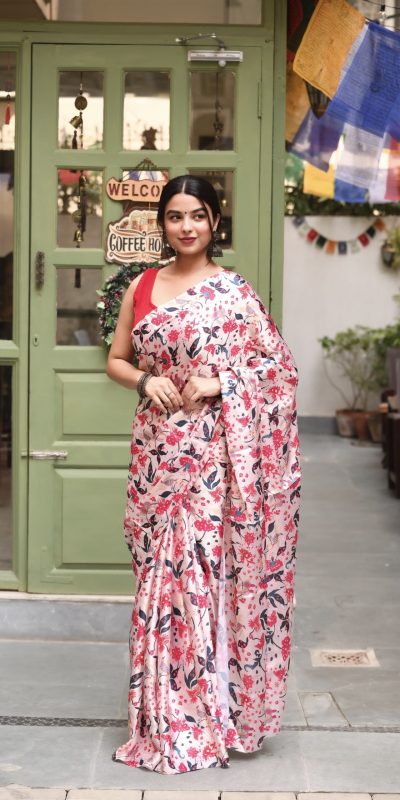 Luminous Peach Heavy Devsena Soft Silk Digital Printed Saree