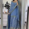 Luminous Sky Blue Georgette Embroidery Sequence Salwar Suit