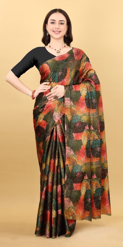 Majestic Black Color Devsena Soft Silk Digital Printed Saree