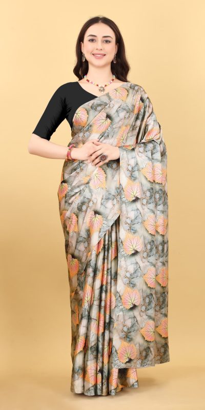 Majestic Grey Color Devsena Soft Silk Saree Digital Printed Saree