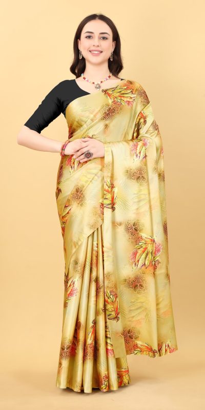 Majestic Yellow Color Devsena Soft Silk Digital Printed Saree