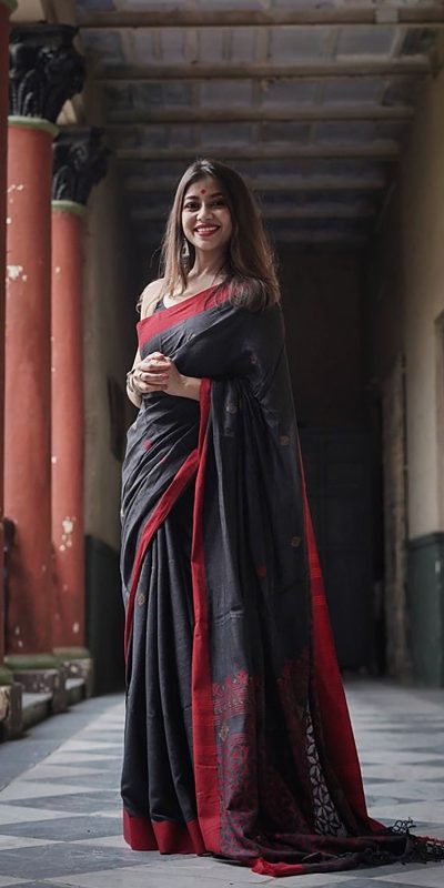 Mystical Black Color Soft Lilan Slab And Beautiful Rich Pallu Saree
