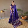 Nice Blue Color Soft Lichi Silk Ordinary Design Rich Pallu Saree