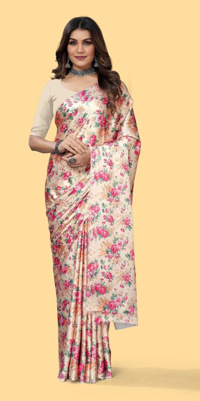 Nice Cream Color Devsena Soft Silk Digital Printed Work Saree