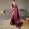 Nice Maroon Color Soft Lichi Silk Ordinary Design Rich Pallu Saree