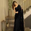 Perfect Black Color Georgette Heavy Sequins Embroidery Saree