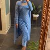 Perfect Blue Faux Georgette Sequence Thread work Salwar Suit