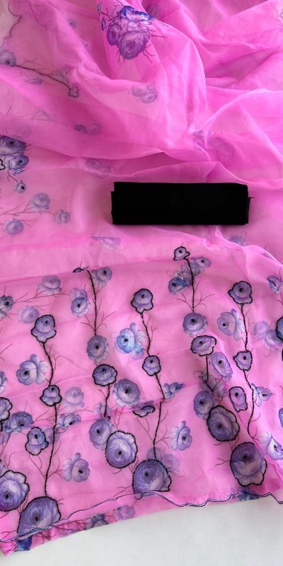Perfect Magenta Color Organza Beautiful Floral Digital Print Saree