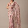 Perfect Pink Color Georgette Digital Prints Embroidery Saree