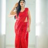 Perfect Red Color Georgette Double Run Embroidery Saree