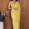 Perfect Yellow Color Georgette Double Run Embroidery Saree