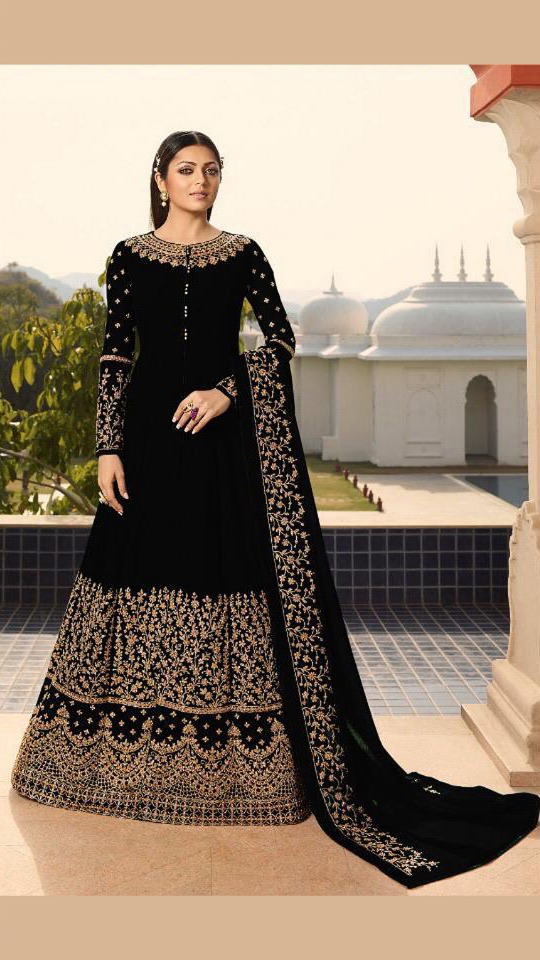 Pretty Black Color Georgette With Cording Work Sharara Suit