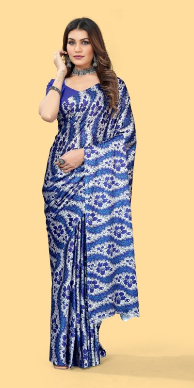 Pretty Blue Color Devsena Soft Silk Digital Printed Saree