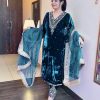 Pretty Blue Color Heavy Pure Viscose Velvet Embroidery Sharara