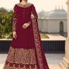 Pretty Maroon Color Georgette With Cording Work Sharara Suit
