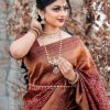 Pretty Maroon Color Soft Lichi Silk Extra Ordinary Design Saree