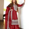 Pretty Red Color Georgette Embroidery Sequence Salwar Suit