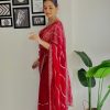 Pretty Red Color Soft Organza Zari With Sequence Saree